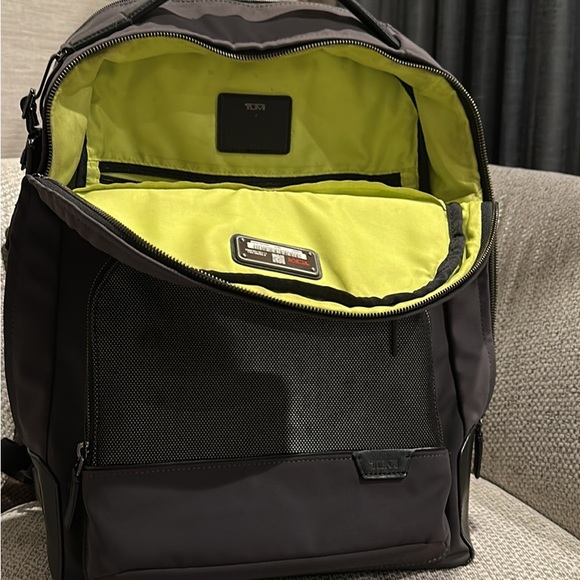 TUMI Black Backpack with Bright Lime Interior - Picture 1 of 5